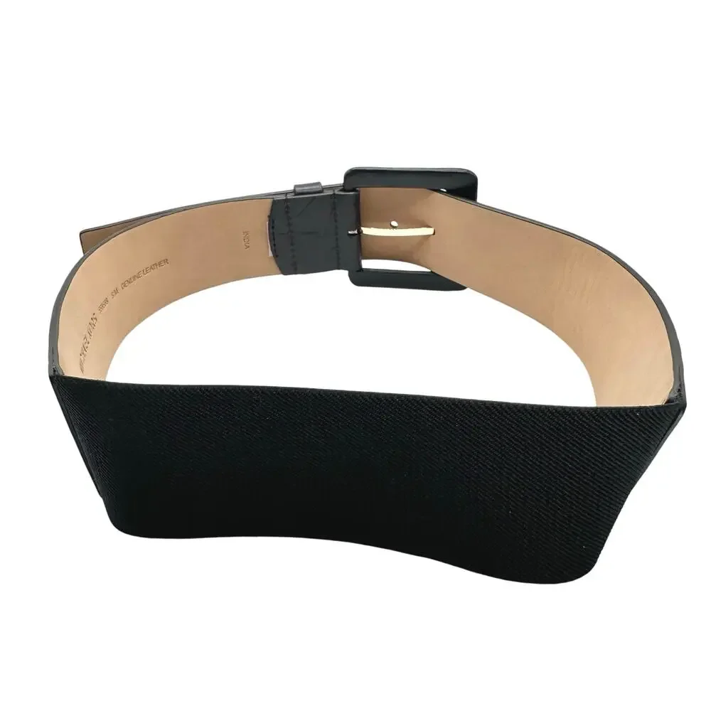 Michael Kors | Women | Black Wide Embossed Genuine Leather Belt | Small-Medium